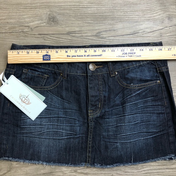 NEW Chaconia Dolls Denim Micro Mini Skirt Womens XL Dark Wash Cotton Preppy - Picture 8 of 10